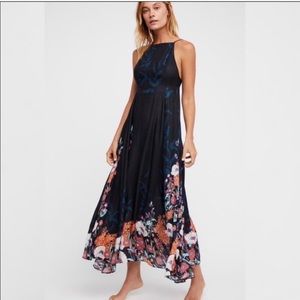 Free People Embrace It Floral Maxi Dress Navy L
